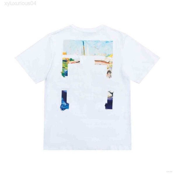 

summer fashion mens t shirts brand luxury designers cotton cross offs tshirts oil painting short sleeves t-shirt printing, White;black