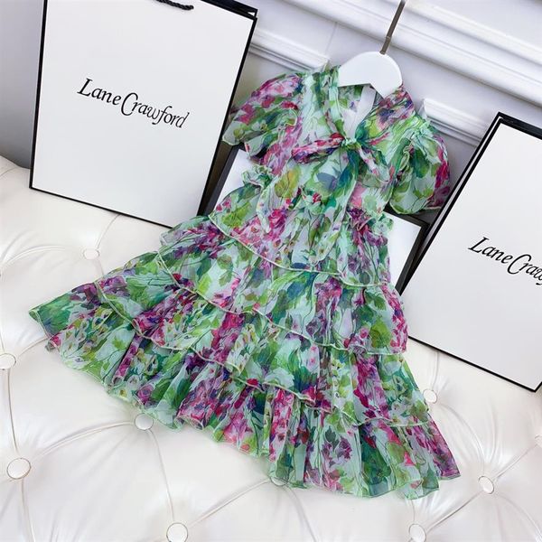 

kids girls dresses chiffon clothes summer kids girl bow princess dress for children party clothing274m, Red;yellow