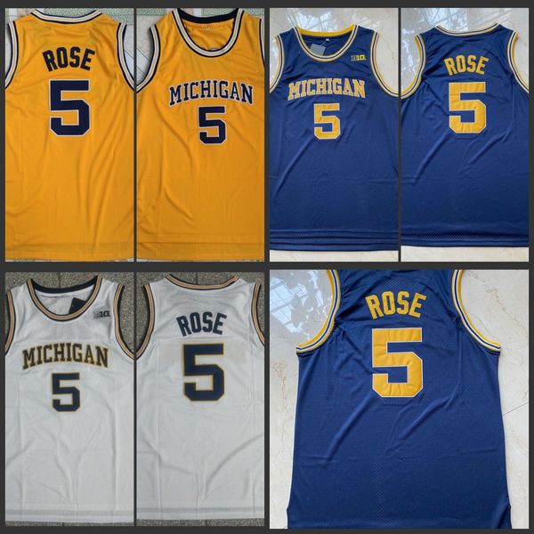 

men's michigan wolverines #5 jalen rose navy college basketball alumni jersey, Black
