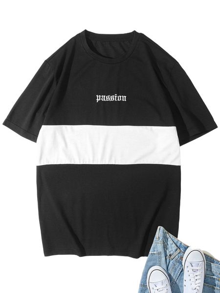 

men letter graphic colorblock tee 83gs#, White;black