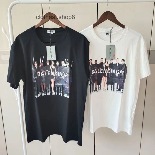 

men's sweaters hoodies designer t-shirts balencaigas's 2022 band character limited print short sleeve loose fashion versatile cott, White;black