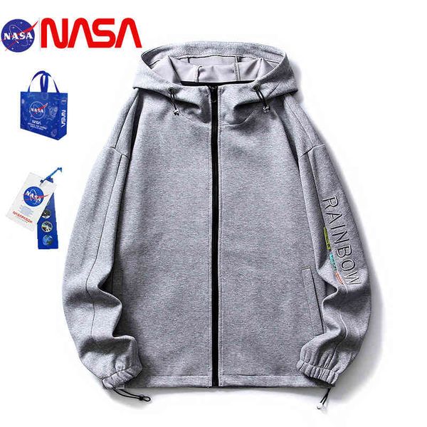 

2022 spring new nasa knitted jacket men's hooded embroidered sweater, Black;brown