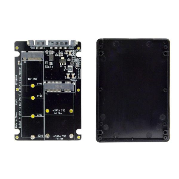 Conectores de cabos de computador 2 em 1 combinação m.2 ngff b-key msata ssd para sata 3.0 conversor de capa de adaptador enclosurecomputer