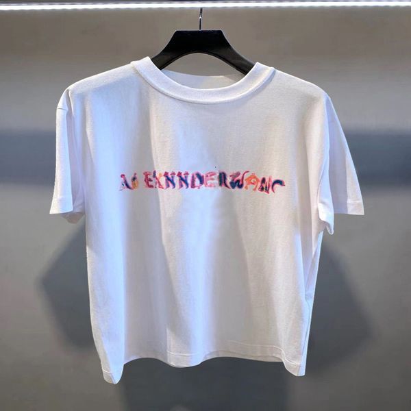 

women's t-shirt dang family color letter printing loose round neck summer couple t-shirt, White