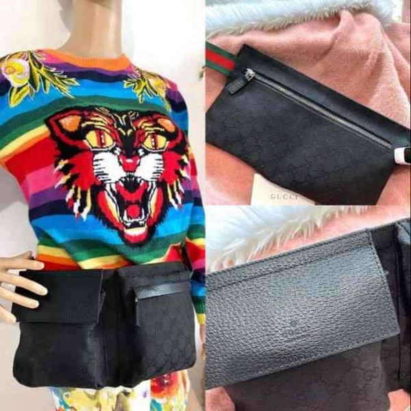 

designers grade canvas waist belt bag luxury bags, Black;red