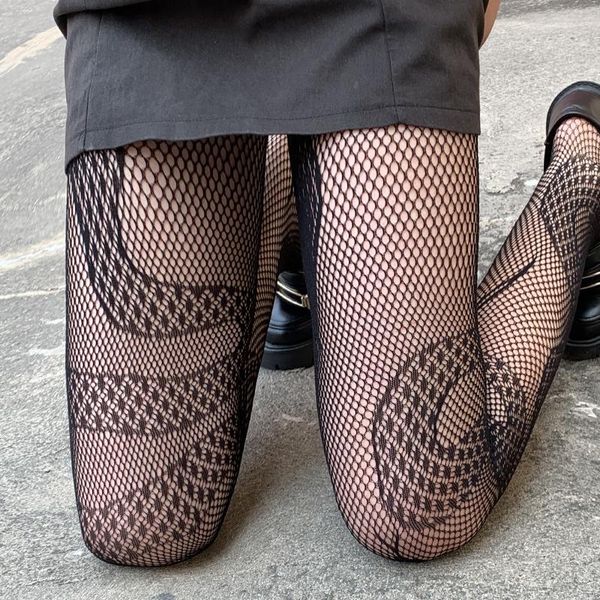 Meias Hosiery Snake Tights Mulheres Pantyhose 2022 Moda Pattern Fishnet meias sexy harajuku nylon feminino lolita tightssocks