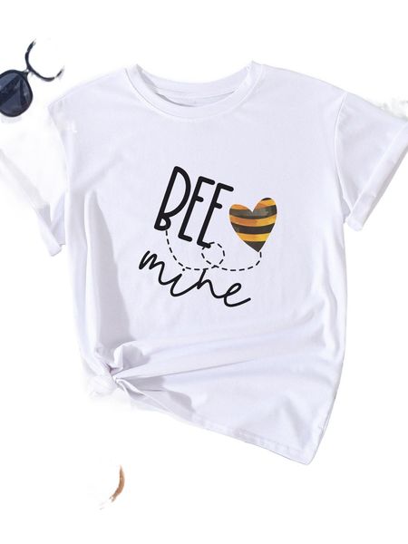 

heart & letter graphic tee m43n#, White