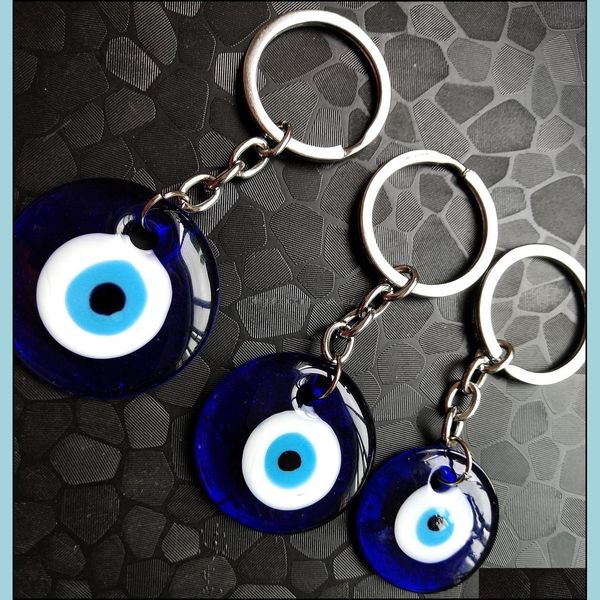 

keychains fashion accessories lucky turkish greek blue eye keychain charm pendant gift fit jewelry diy car key chains ring hol dhh14, Silver