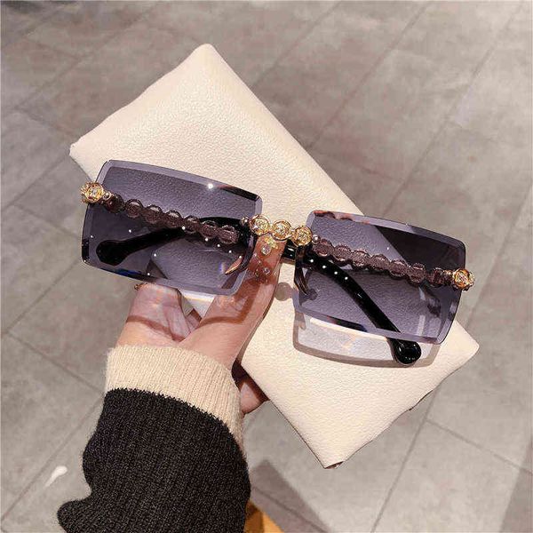 

new rimless sunglasses women luxury pink tinted lens sun glasses fashion designer shades gradient resin eyewear uv400, White;black