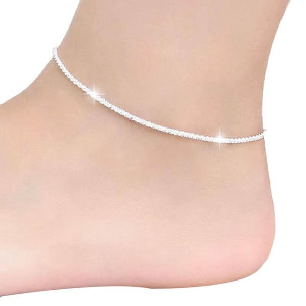

thin silver color shiny chains anklet for women girls friend foot jewelry leg bracelet barefoot birthday wedding gift, Red;blue