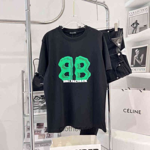 

european and american 2022 designer t shirts balencaigass trendy tshirt paris summer latest chest printing water-soluble letter sh, White;black