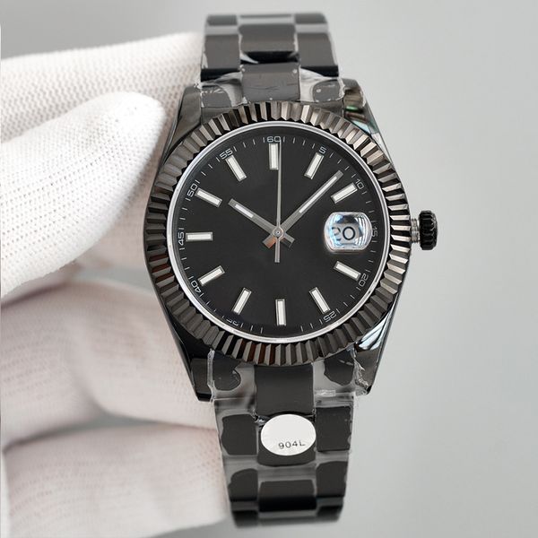 

mens 41mm watches automatic wristwatch machinery women's 36mm watch dark black dial stainless steel strap folding buckle sapphire mirro, Slivery;brown