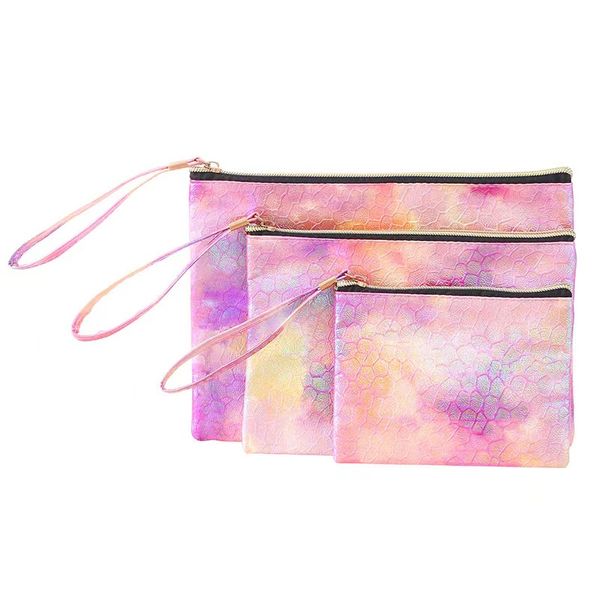 

custom pu leather zipper bag travel cosmetic organizer full printing home & garden