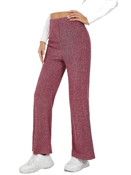

marled knit straight leg pants 568p#, Black;white