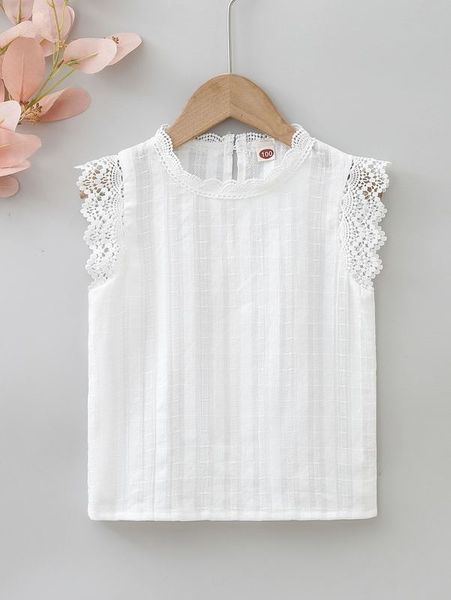 

toddler girls lace trimed blouse she, White;black