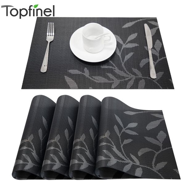 Conjunto de 4 Placemats de padrão de flores de PVC para linhas de cama com mesa de jantar Place em acessórios de cozinha Copo Vinho Decorativo 220610