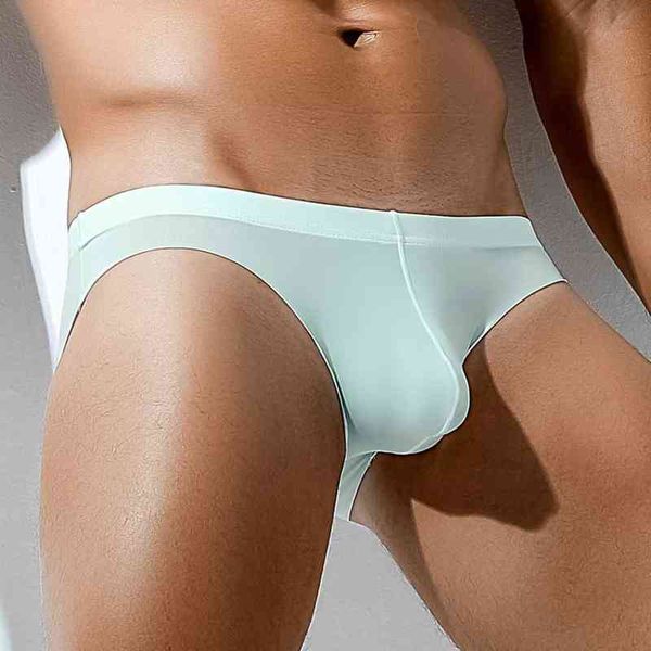 

ice silk men briefs seamless underpants butt lifting panties underware cock convex pouch gay underwear men bikini y220426, Black;white