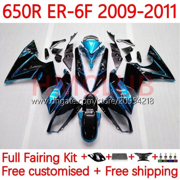 Kit de fadas para Kawasaki ninja 650r er 6 f 650 650 r corpo er6 f Er6f 09 10 11 carroceria 17no.18 er-6 f er 6f 650-r 09-11 Cowling ER-6F 2009 2010 2011 OEM Fairing azul preto preto