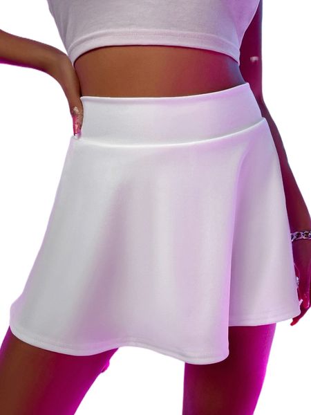 

high waist slit side skort k1x7#, White;black