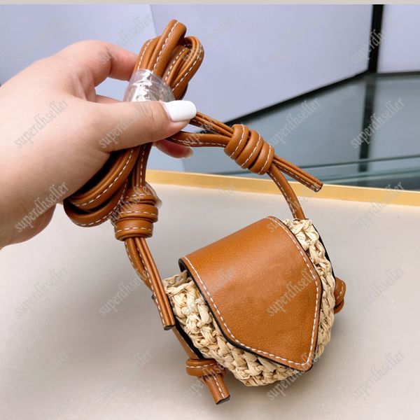 

summer women cross body mini shoulder bags girls straw bag woven totes leather beach tote coin purse versatile wallet artwork