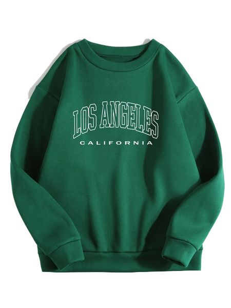

letter graphic drop shoulder thermal lined sweatshirt m9dn#, Black