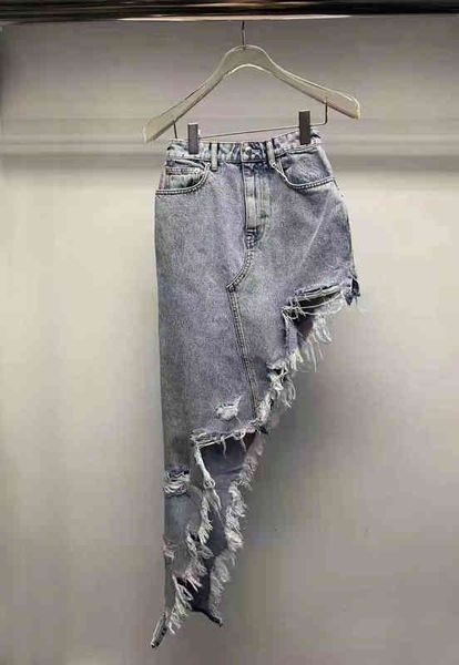 

skirts dang family irregular split high waist denim skirt summer dress, Black