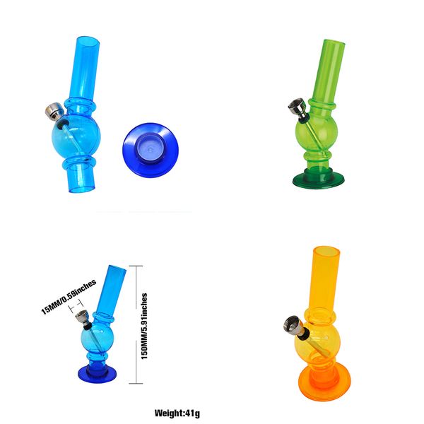 Großhandel Protable Mini 15 cm Rauchen Kunststoff Wasser Tabak Dab Rig Bong Pfeife mit Metall-Trockenkräuterschale