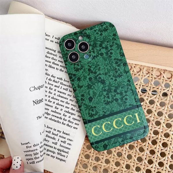 Apple Green Forest Designer Cash Case Classic Letter Fashion Brand Shock -Resean Chone Case High Caffice для iPhone 14 12 13 Pro Max 7 8 Plus