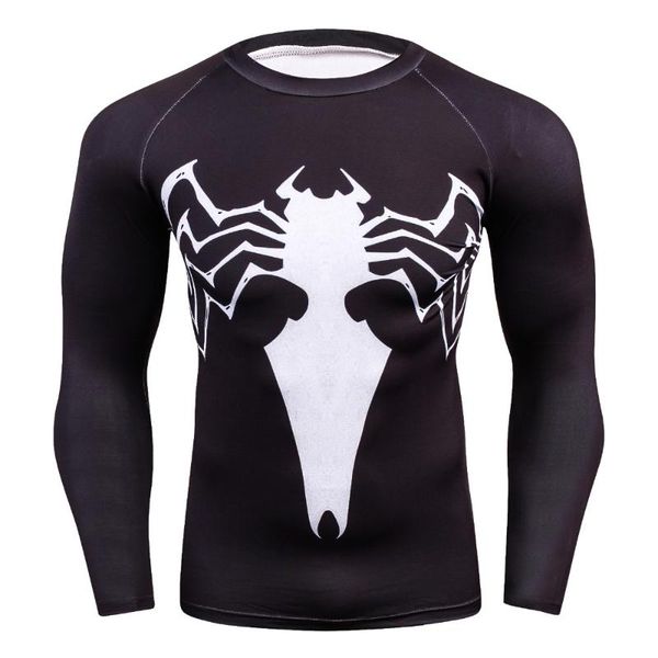 

men's t-shirts quick dry compression rashguard keep fit fitness long sleeves base layer skin tight weightlifting elastic mens shirts, White;black
