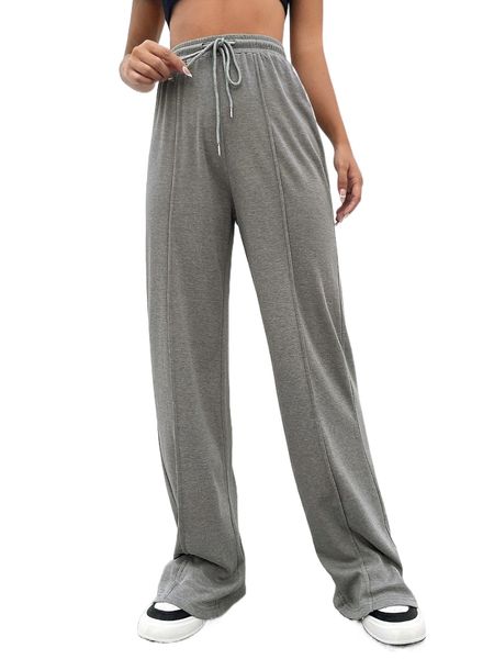 

drawstring waist seam detail pants z8yf#, Black;white