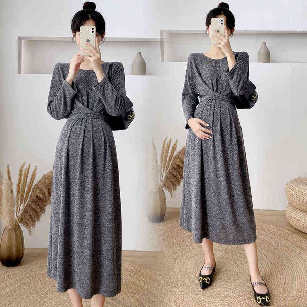 

spring split loose pregnant women dress j220628, White