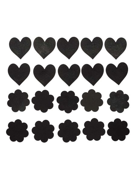 

10pairs heart & floral shape satin nipple cover i1qc#, Black;red