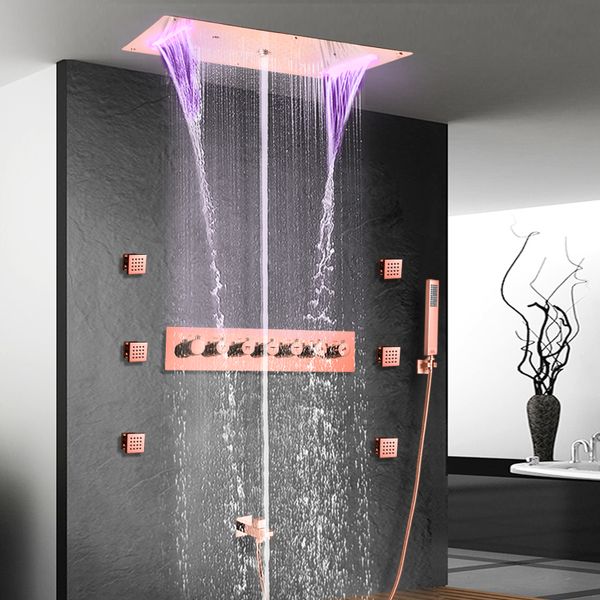 Потолочная светодиодная головка для душа SUS 304 70x38см водопад для душа в ванной комнате термостатический смеситель для душа