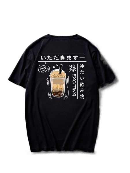 

romwe guys letter cartoon graphic tee u0ie#, White;black