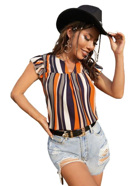 

notch neck striped 45l9#, White