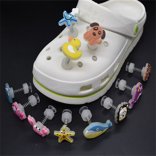

grow in dark spring pvc croc charm custom any style women accessories beautiful feature butterfly shoe flower rubber decoration gift., White;pink