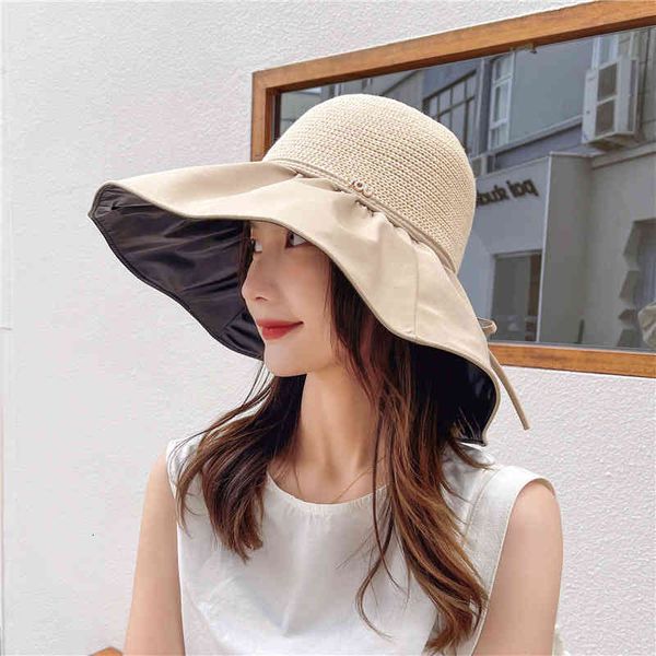 

hats fisherman's female summer black glue heat insulation sunscreen sunshade anti ultraviolet large eaves cover face, suitable for roun, Blue;gray