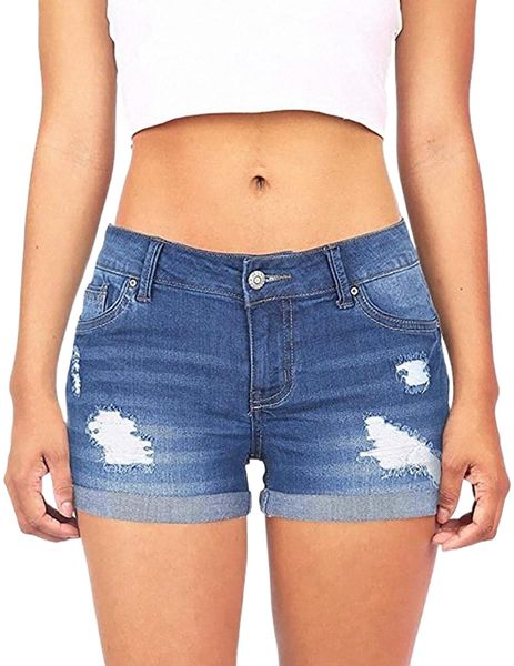 

jean shorts for women denim rolled ripped frayed stretchy hem jean shorts casual summer exercise gym jeans shorts d2bn#, White;black