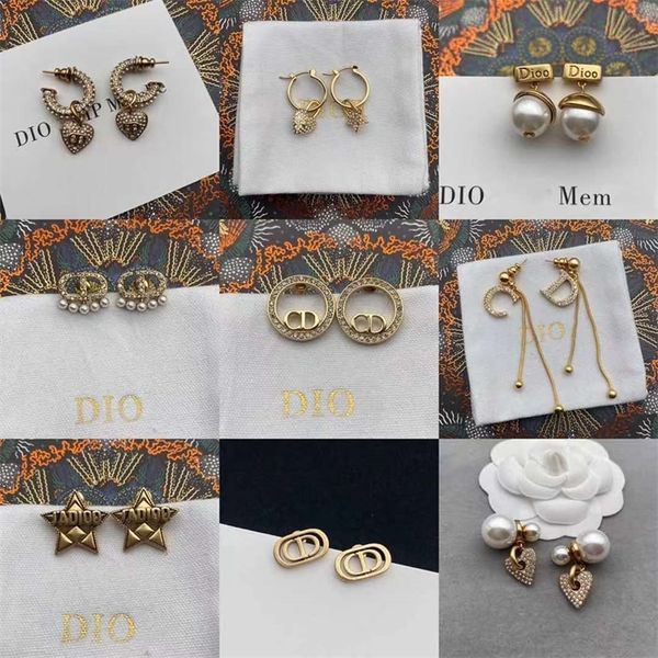 

70% off clearance sale new inlaid rhinestone pearl earrings female net red same style letter earrings, Golden