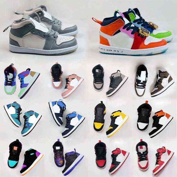 

infants 1s 1 toddler basketball shoes pine green game royal scotts obsidian chicago bred sneakers multi-color tie-dye kids shoes size 28-35, Black