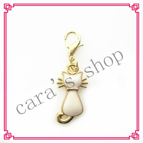 

20/pcs sall white cat charms dangle hanging charms diy bracelet crystal charms necklace jewelry accessory lobster clasp charm2406, Bronze;silver