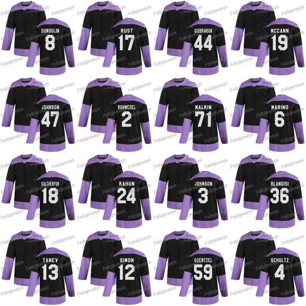 

59 jake guentzel 2020 hockey fights cancer evgeni malkin dominik kahun brian dumoulin bryan rust chad ruhwedel jersey, Black