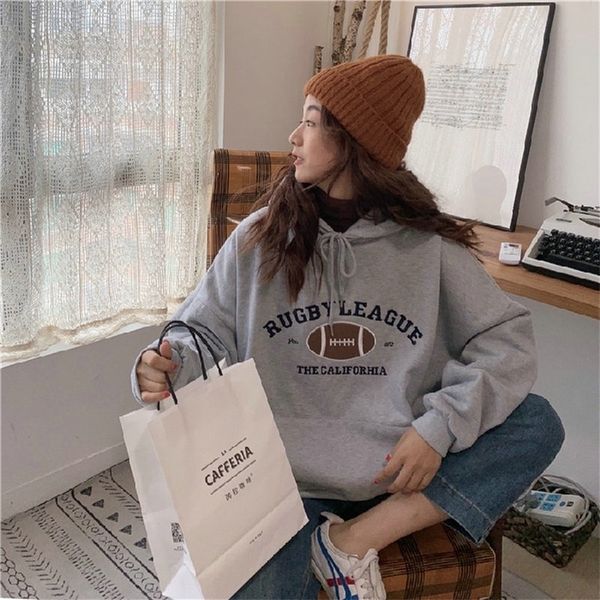 

hooded sweatshirt womens korean fashion pullover casual hoodies long sleeve streetwear loose oversized aesthetic fall women 220324, Black