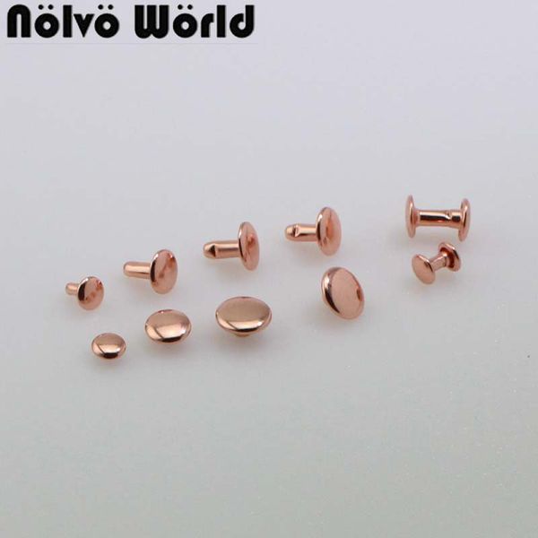 

50-100pcs 6mm 8mm 10mm head feet solid rivets fasteners leather crafts bags shoes studs rose gold, Black