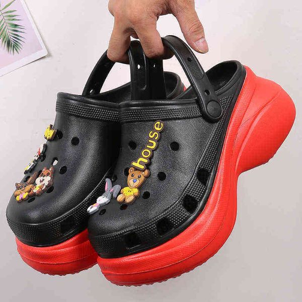 

sandals women summer shoes platform clogs sandals wedges breathable heels ladies and fashion garden beach slippers 220623, Black