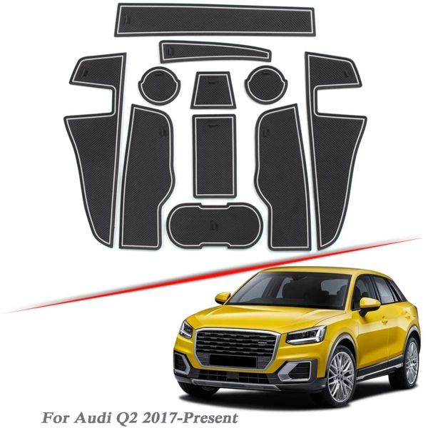 Аксуары для модификации внутренней модификации запчасти для Audi Q2 2017-2021 CAR Latex Lates Slot Pad Pad Interior Door Groove Mat без скольжения Dust ma