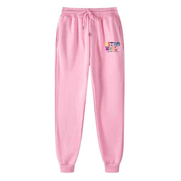 

2021 spring and autumn sports casual pants astroworld english letter printed plush pant men's, Black