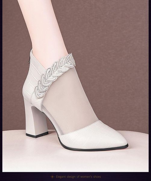 Сандалии сочетать летние женские ботинки 2022 Корейский стиль дышащий острый туфл туфли с стразами на пятке
