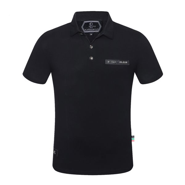 pleinxplein design Erkek Polos gömlek plein Polo gömlek T-shirt yaka pamuklu İnce basit kısa kollu moda siyah 90812