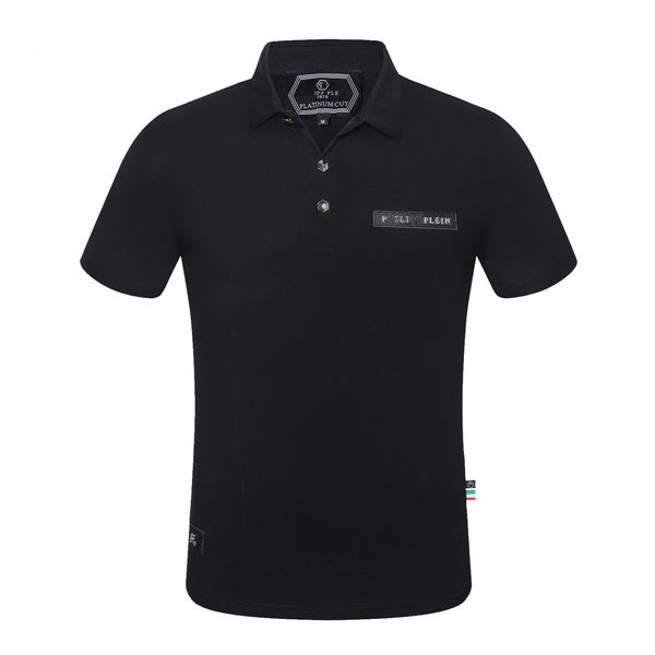 pleinxplein design Herren Poloshirt plein Poloshirt T-Shirt Revers Baumwolle Slim schlicht Kurzarm Fashion schwarz 90812